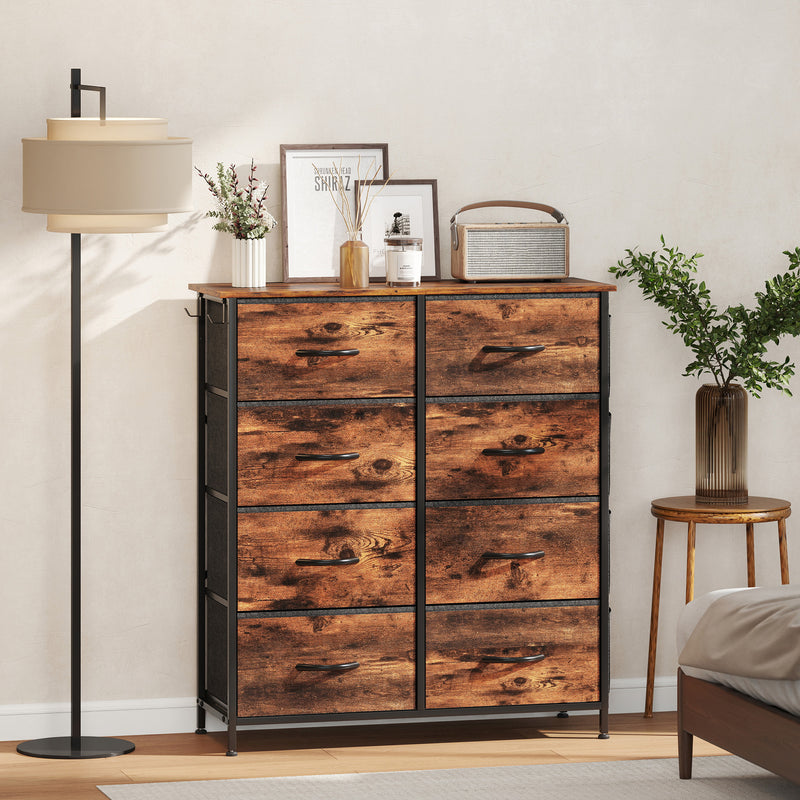 HOMCOM Fabric Chest Of Drawers, 8 Drawer Dresser For Bedroom