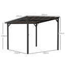 3 x 4.3m Pergola Kit Gazebo with UPF 50+ and Waterproof Polycarbonate Roof