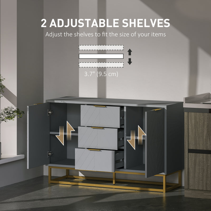 HOMCOM Sideboard Storage Cabinet with Adjustable Shelves, Grey