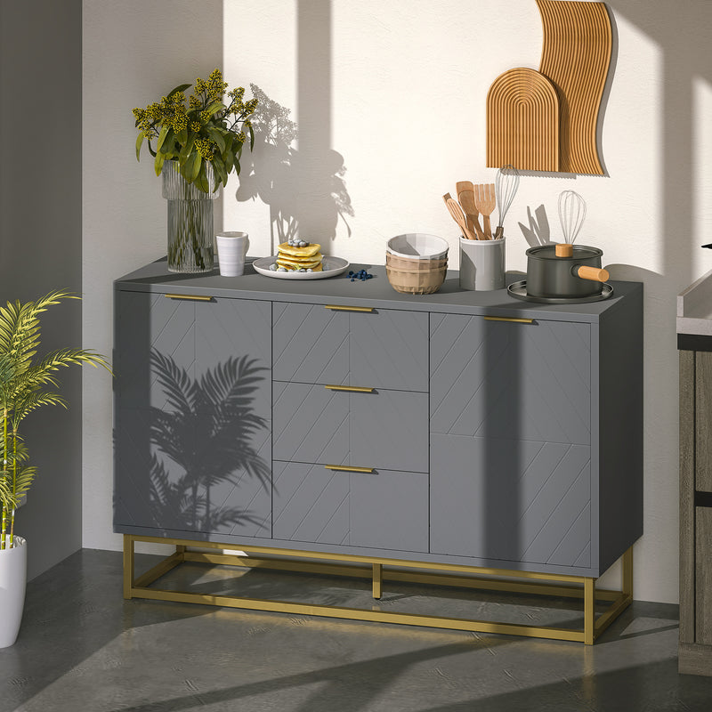 HOMCOM Sideboard Storage Cabinet with Adjustable Shelves, Grey