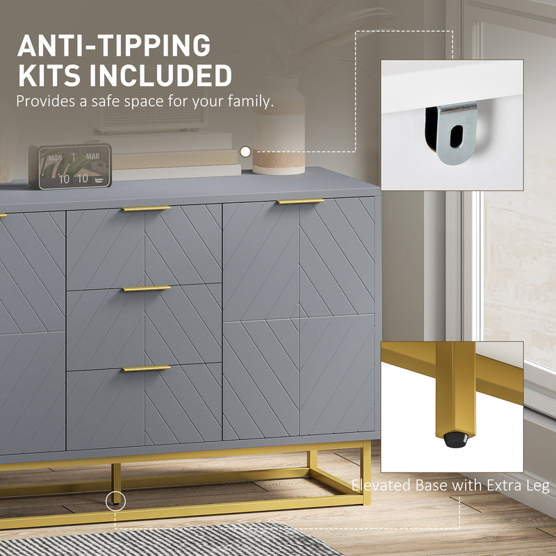 HOMCOM Sideboard Storage Cabinet with Adjustable Shelves, Grey