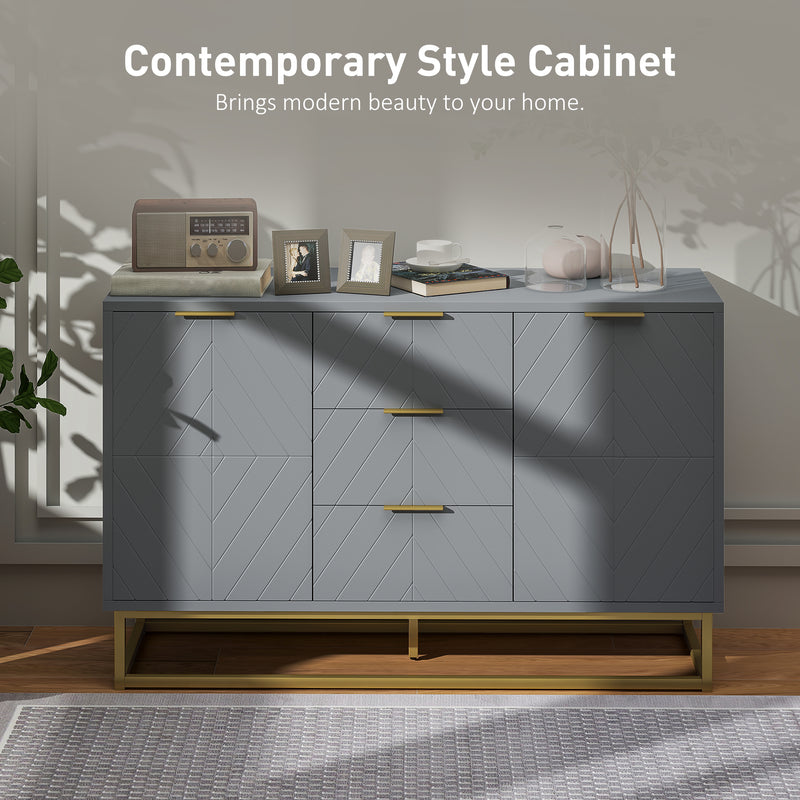 HOMCOM Sideboard Storage Cabinet with Adjustable Shelves, Grey