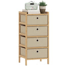 HOMCOM Chest of Drawers, 4 Drawers Dresser with Bamboo Frame, Cream White