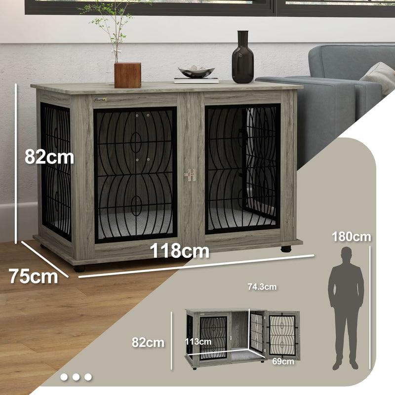 PawHut Dog Crate Furniture, End Table w/ Cushion