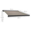 Outsunny DIY Retractable Canopy with Remote Controller for Patio, Light Grey