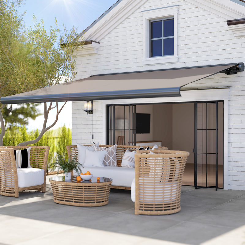 Outsunny DIY Retractable Canopy with Remote Controller for Patio, Light Grey