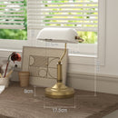 HOMCOM Banker's Table Lamp W/ Antique Bronze Tone Base, White/Blue