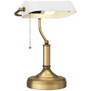 HOMCOM Banker's Table Lamp W/ Antique Bronze Tone Base, White/Blue