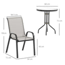 Outsunny Garden Bistro Set, Small Garden Set W/ Stackable Chairs, Light Grey