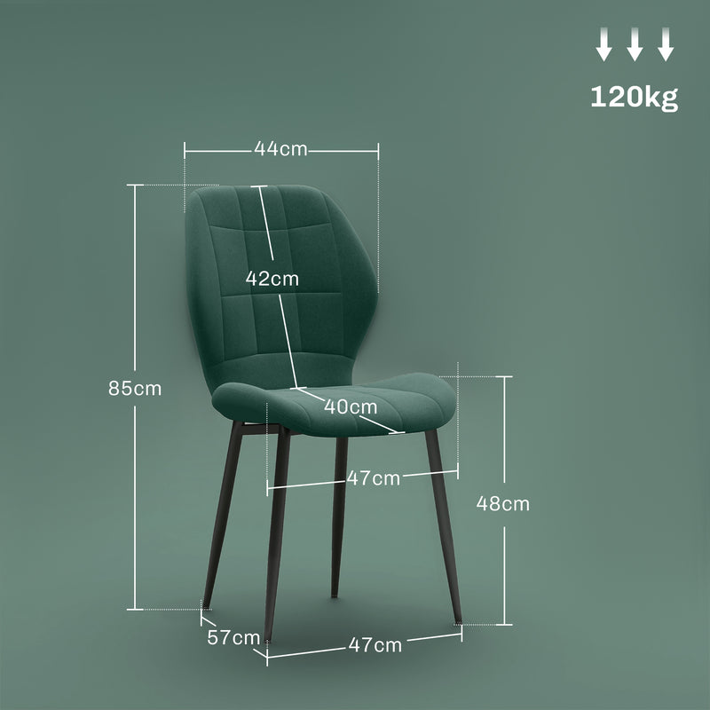 HOMCOM Modern Style Kitchen Chairs Set Of 4 With Flannel Upholstered, Light Grey