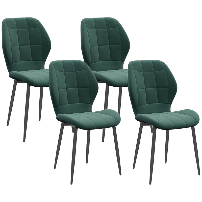 HOMCOM Modern Style Kitchen Chairs Set Of 4 With Flannel Upholstered, Light Grey