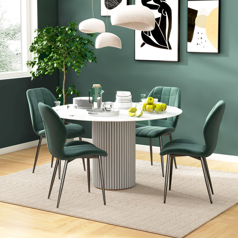 HOMCOM Modern Style Kitchen Chairs Set Of 4 With Flannel Upholstered, Light Grey