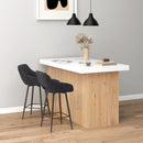 HOMCOM Bar Stools Set Of 2, Velvet-Touch Fabric Counter Height Bar Chairs Pink