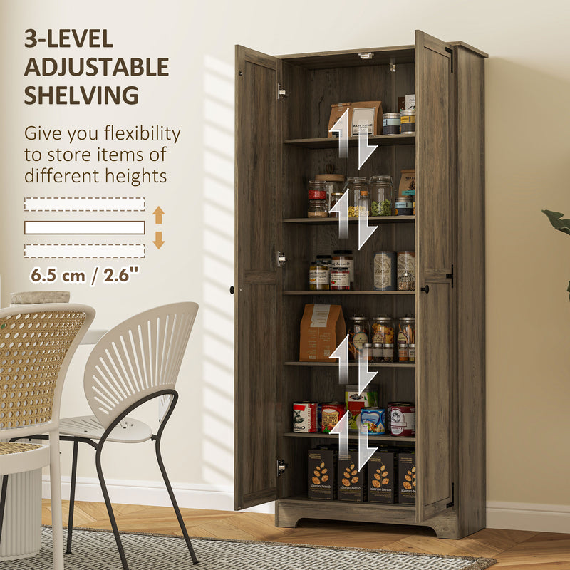 HOMCOM Farmhouse Kitchen Cupboard, Kitchen Cabinet, Grey Wood-Effect
