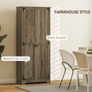 HOMCOM Farmhouse Kitchen Cupboard, Kitchen Cabinet, Grey Wood-Effect