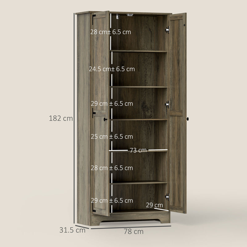 HOMCOM Farmhouse Kitchen Cupboard, Kitchen Cabinet, Grey Wood-Effect
