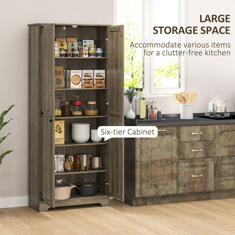 HOMCOM Farmhouse Kitchen Cupboard, Kitchen Cabinet, Grey Wood-Effect