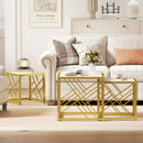HOMCOM Set of 3 Nesting Coffee Tables Square End Tables w/ Metal Frame White