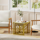 HOMCOM Set of 3 Nesting Coffee Tables Square End Tables w/ Metal Frame White