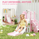 AIYAPLAY 5 In 1 Toddler Slide Set With Basketball Hoop For Age 1-3, Pink
