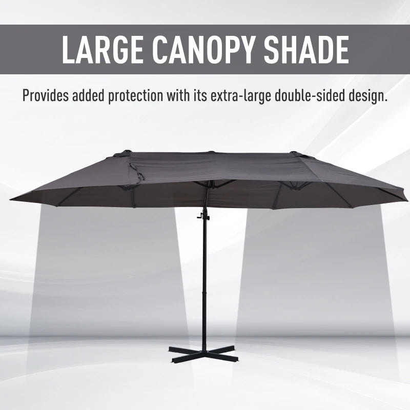 Outsunny Double Parasol 4.6m - Grey