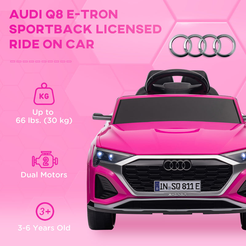 AIYAPLAY Audi Q8 e-tron Sportback Kids Electric Car w/ Remote - Pink