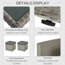 Outsunny Rattan Sofa Set with Footstools - Grey