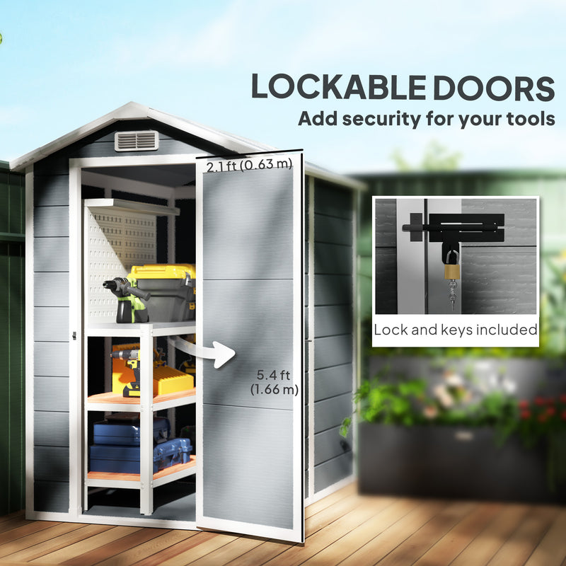 Outsunny 4 x 6ft Plastic Garden Shed with Floor, Window and Lockable Door