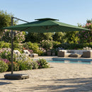 Outsunny Garden Cantilever Parasol w/ Weighted Base Tilt Crank Dark Green