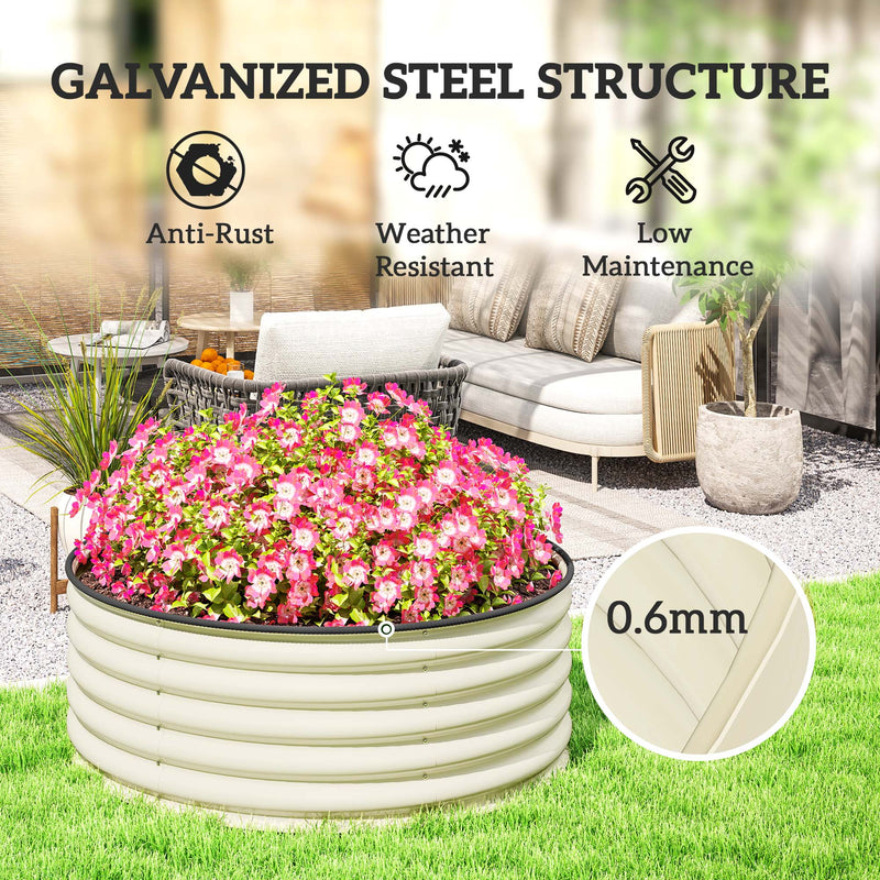 Outsunny Galvanised Planter with Gloves, 120 x 120 x 43cm, Light Green