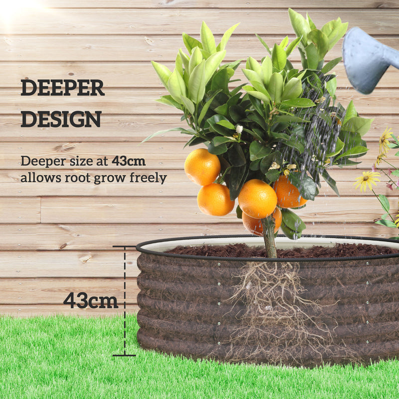 Outsunny Galvanised Planter with Gloves, 120 x 120 x 43cm, Light Green