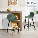 HOMCOM Bar Stools Set of 2, Bar Chairs with Back and Steel Legs, Green