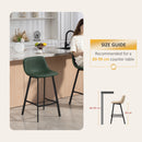 HOMCOM Bar Stools Set of 2, Bar Chairs with Back and Steel Legs, Green