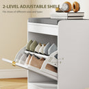 HOMCOM Shoe Bench with 1 Flip Drawer, Cushion, 5 Pairs for Entryway White