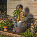Outsunny Outdoor Fountain with LED Lights, 4-Tier Garden Fountain