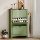 HOMCOM 18-Shoe Storage Cabinet 6 Shelves 3 Drawers Tabletop High Gloss Green
