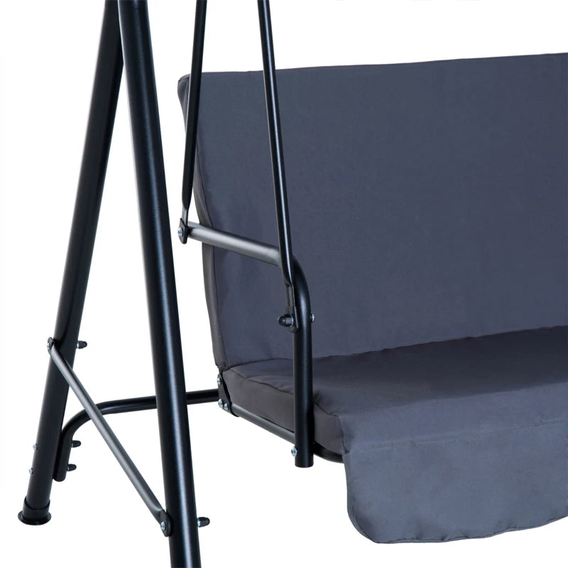 Outsunny  Metal Swing Chair 3-Seater - Grey