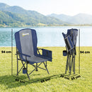 Outsunny Camping Chair Padded With Side Pocket Dark Blue