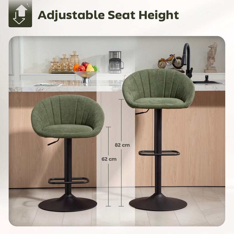 HOMCOM Swivel Bar Stools Set of 2 Height Adjustable Bar Chairs