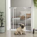 PawHut Extra Tall Dog Gate with Cat Door Auto Close for Stairs 74-101 cm Wide
