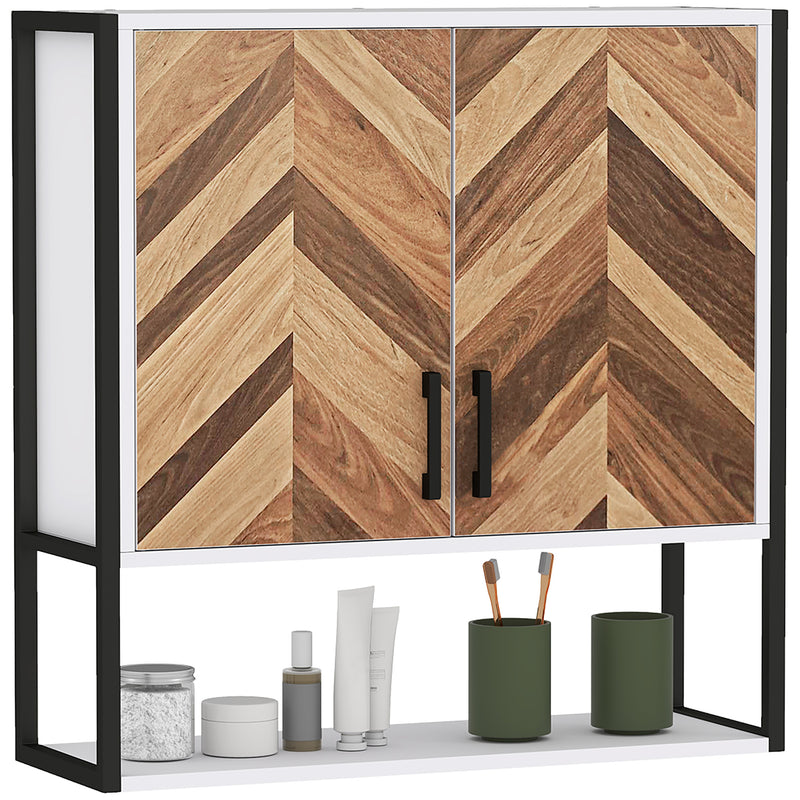 HOMCOM Bathroom Cabinet Wall Mounted Over The Toilet With 2 Doors, Walnut