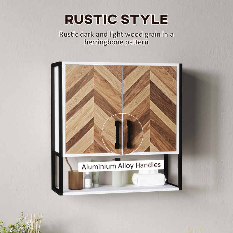 HOMCOM Bathroom Cabinet Wall Mounted Over The Toilet With 2 Doors, Walnut