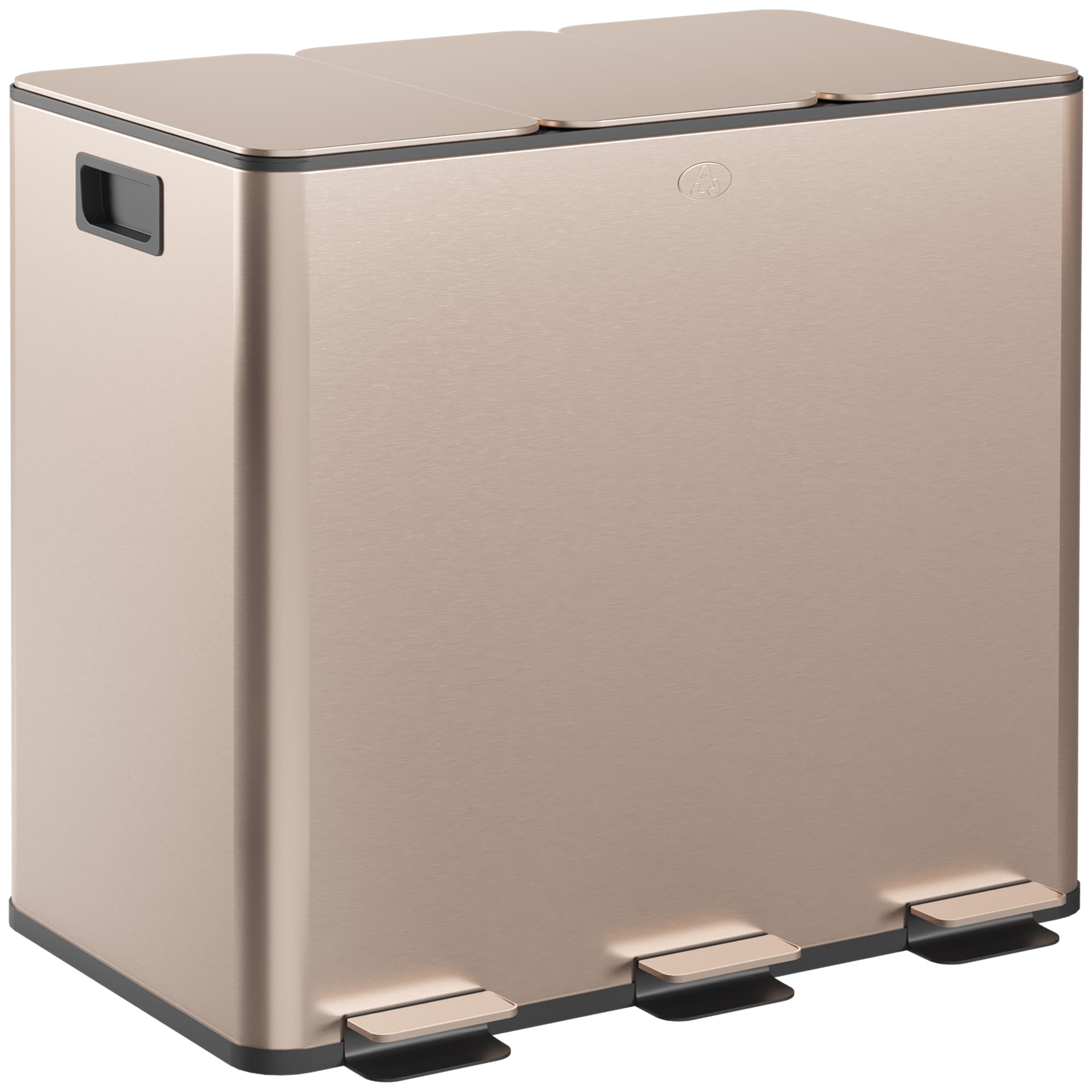 HOMCOM 3 X 15L Triple Kitchen Bin Pedal Bin For Recycling And Waste, G