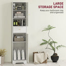 HOMCOM Tall Bathroom Storage Cabinet With Arch Doors Adjustable Shelf White