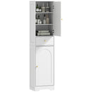HOMCOM Tall Bathroom Storage Cabinet With Arch Doors Adjustable Shelf White