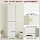 HOMCOM Tall Bathroom Storage Cabinet With Arch Doors Adjustable Shelf White