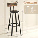 HOMCOM Barstools Set Of 2 With Padded Seat Backrest Rustic Brown Black