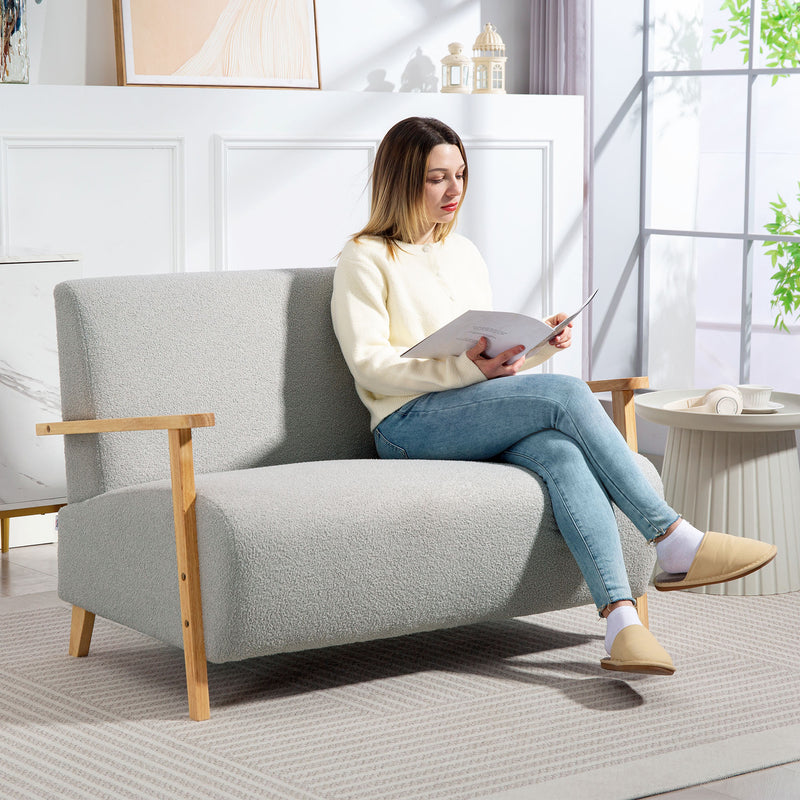 HOMCOM 2 Seater Sofa, Fabric Modern Loveseat For Living Room
