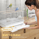 PawHut 59cm Large Bird Cage with Perches, Food Bowls, Swing, White