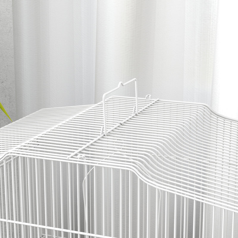 PawHut 59cm Large Bird Cage with Perches, Food Bowls, Swing, White